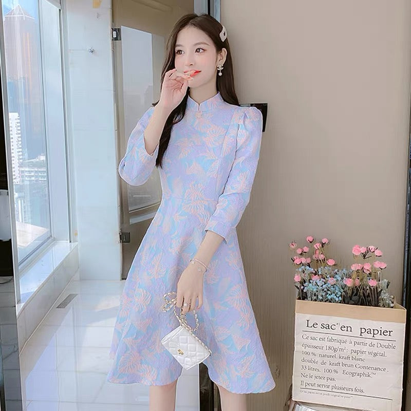 Xiaoxiangfeng improved version of cheongsam dress women's autumn and winter wear 2023 new small high-end bottoming skirt