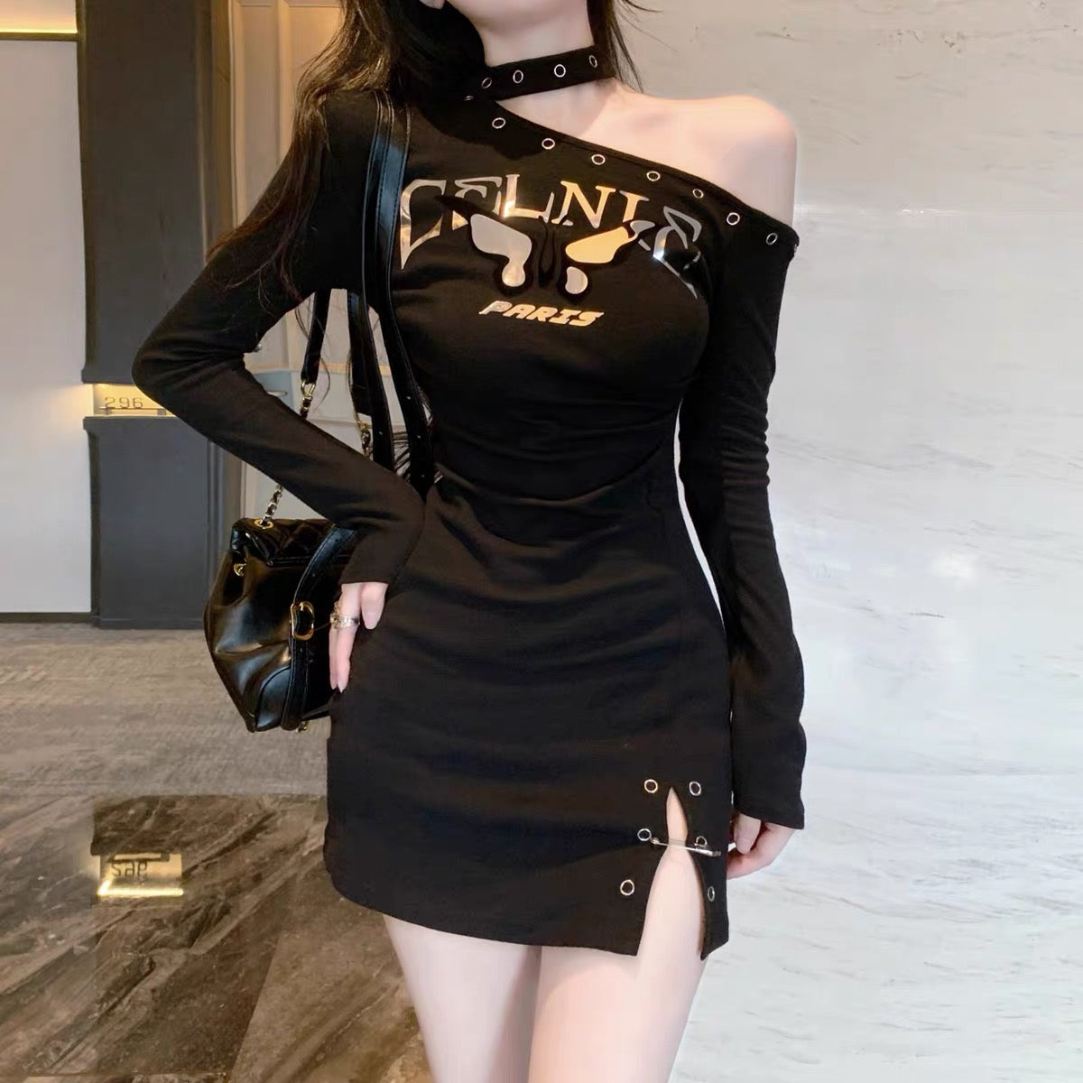 American hot girl design pure lustful off-shoulder hip-covering slim a –  Lee Nhi Boutique