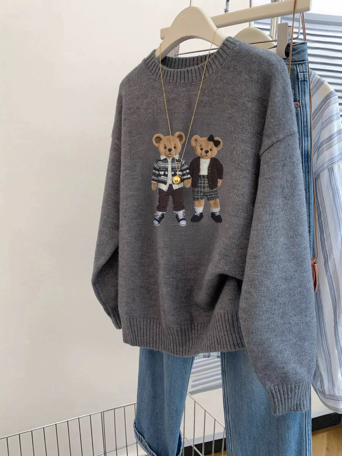 style bow-knitted sweater cardigan coat for women in early autumn straight shoulder French design short outerwear
