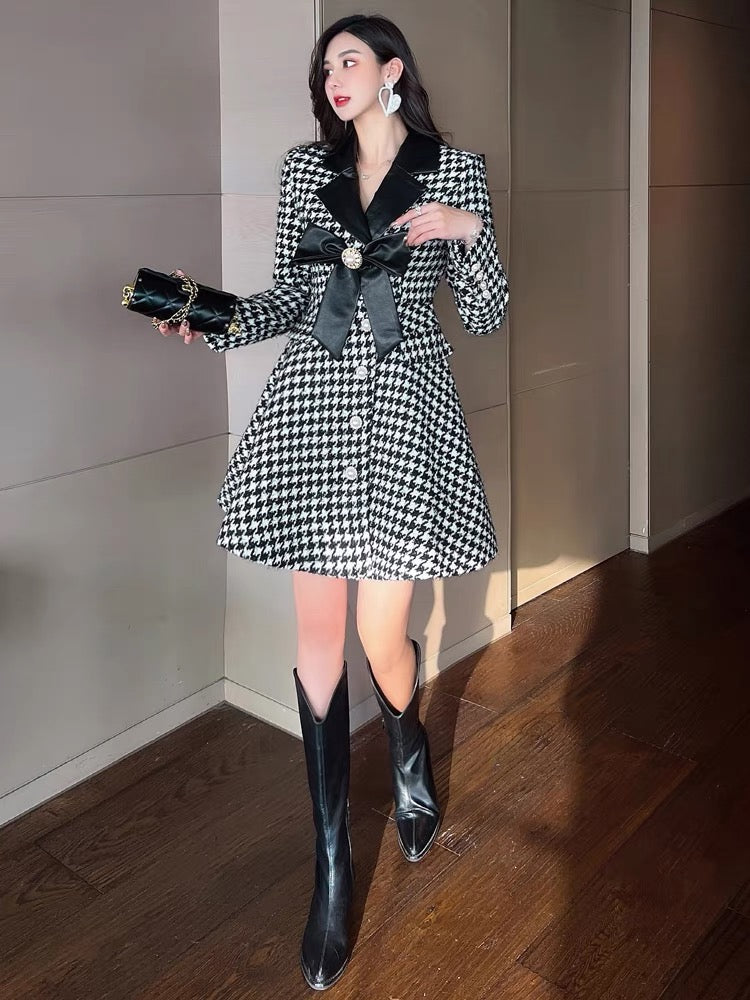 Celebrity Xiaoxiang style tweed bow dress women's winter new style wai –  Lee Nhi Boutique