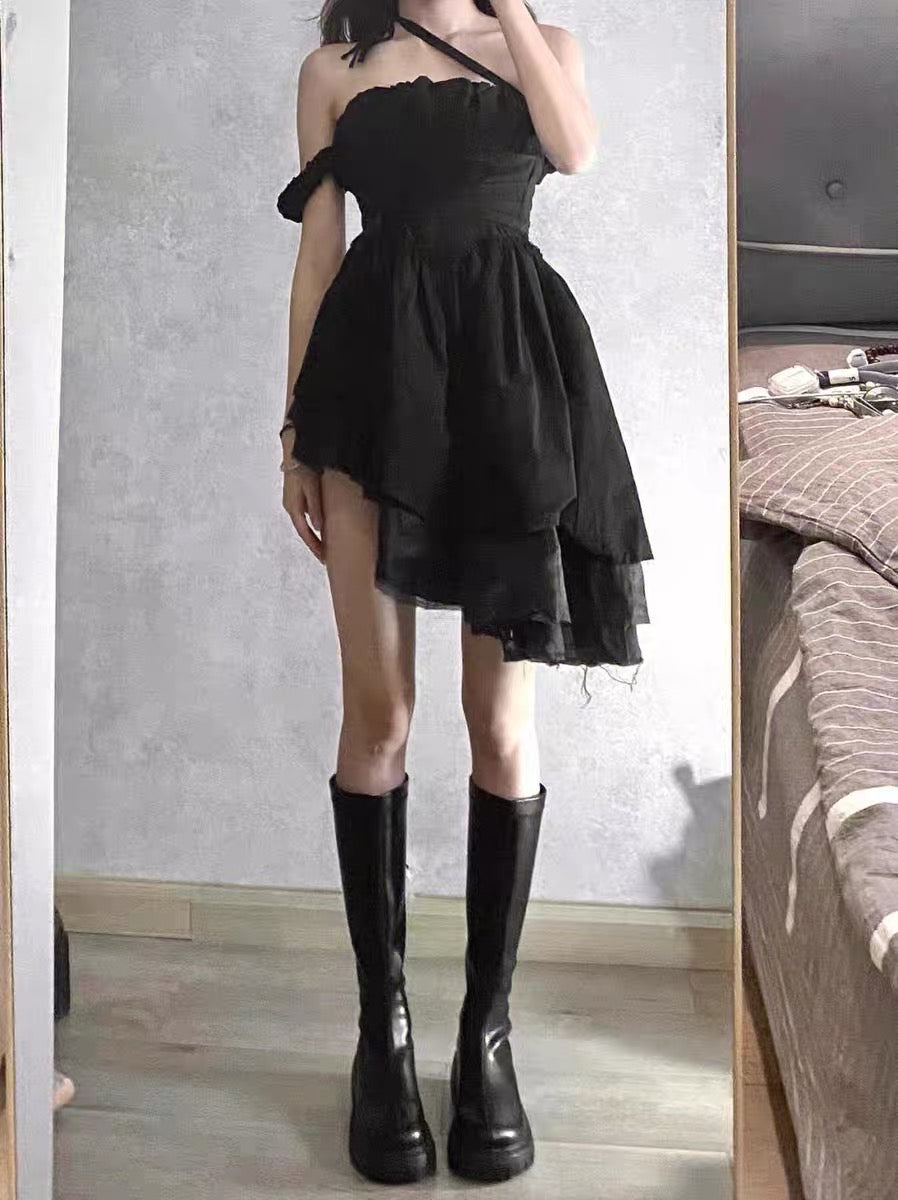 Look slimmer and straighter! Round toe platform bottom long knight boots women's black all-match elastic high-top knee-high boots