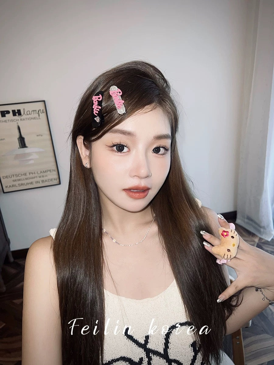 Pink hairpin headband clip forehead bangs side broken hair clip for women exquisite small side clip 2023 new high-end