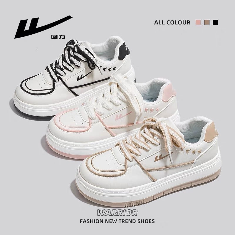 Pull back small white shoes women's 2023 autumn new thick-soled niche design wheat ears casual all-match students black and white sneakers