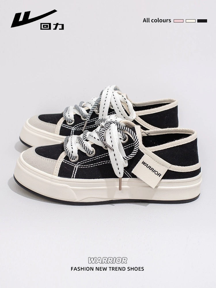 Pull back two-wear canvas shoes for women 2024 spring new one-legged lazy slippers sneakers casual white women's shoes