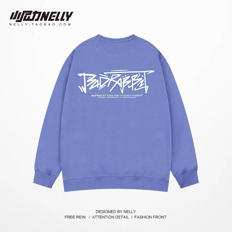 Sweater oversize high street men's spring and autumn 2023 new loose round neck hoodless American trendy brand ins long sleeves (N0927)
