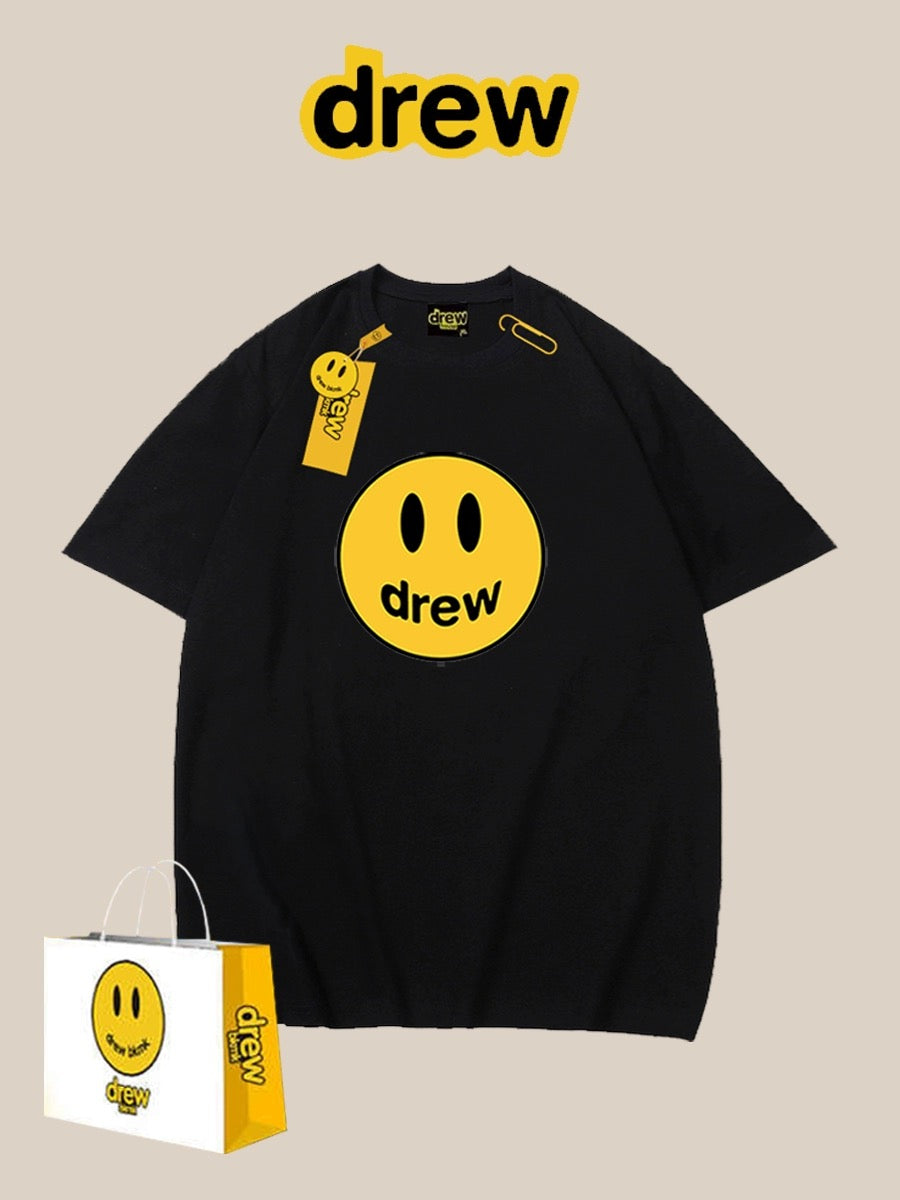 drew smiley face t-shirt short sleeves men and women summer ins European and American trendy brand super mario loose short sleeves versatile couple outfit
