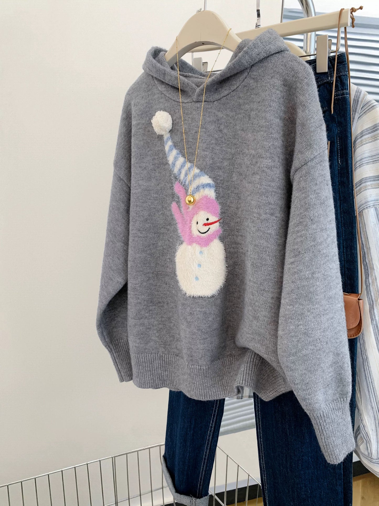style bow-knitted sweater cardigan coat for women in early autumn straight shoulder French design short outerwear