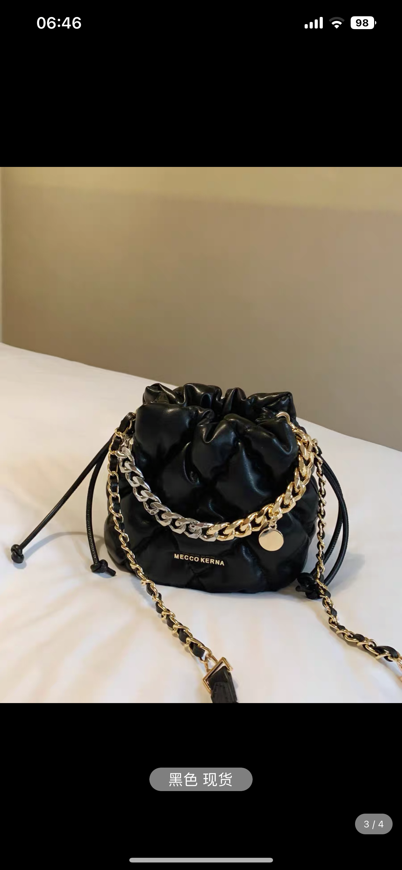 Nanfeng xMECCO KERNA Paris Sleepless Bucket Bag Women's Spring Diamond Chain Hand-held Shoulder Messenger Bag