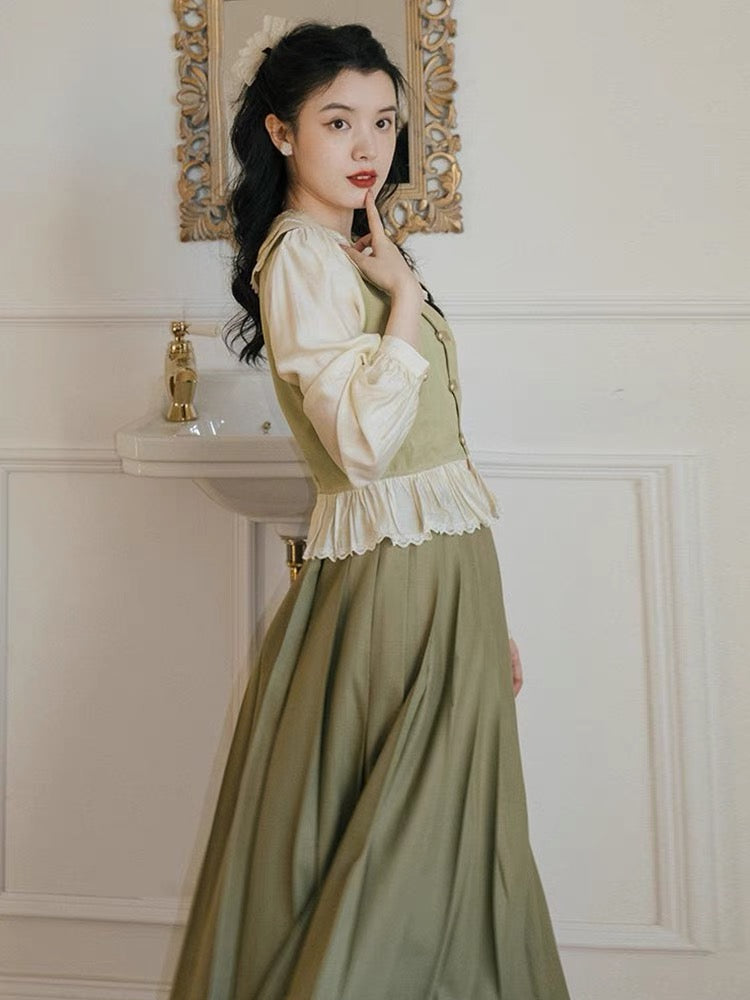 French retro forest style women's clothing for girls to wear artistic first love skirt suit spring new artistic style dress