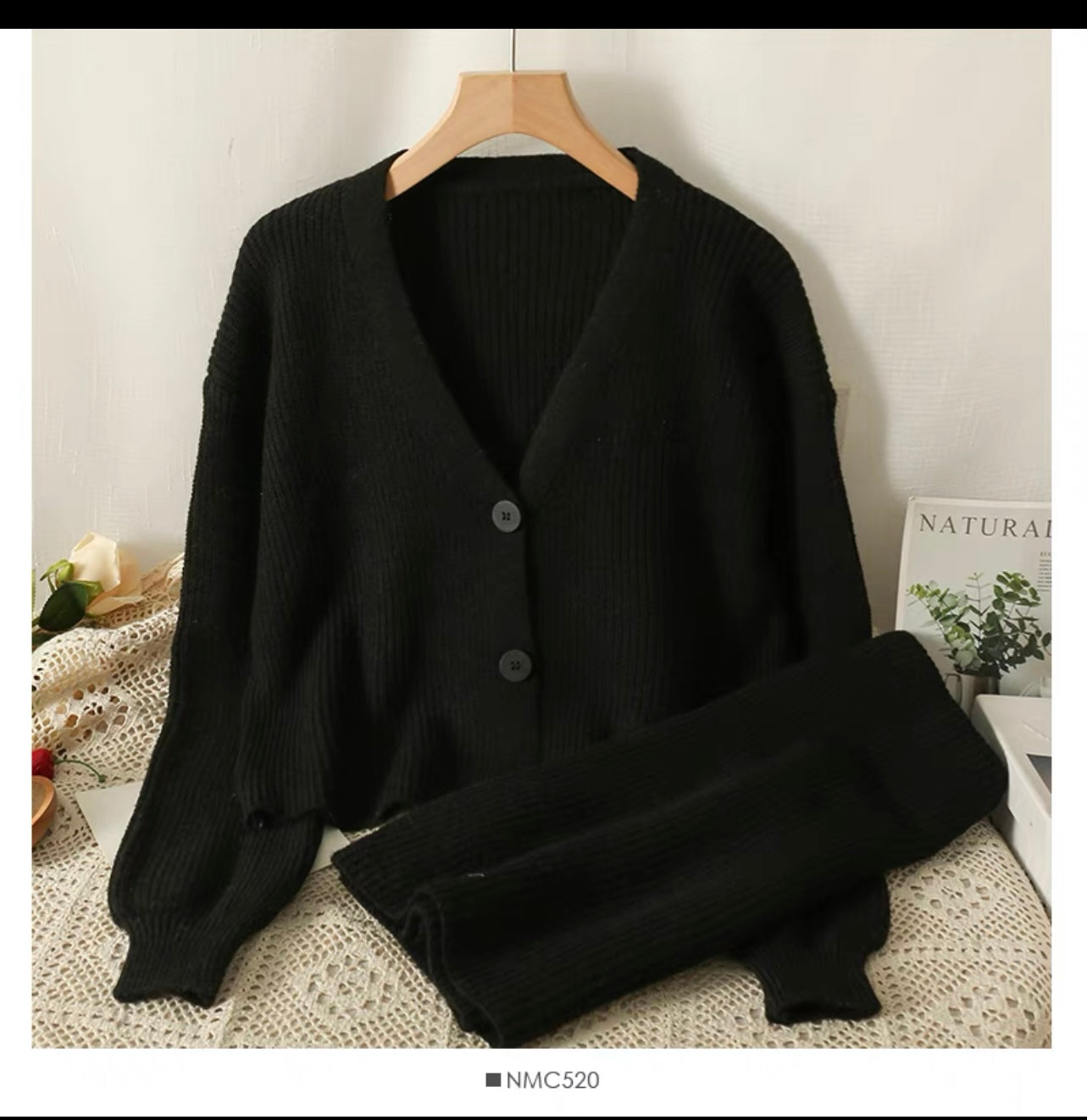 Knitted suit for women 2023 autumn and winter new V-neck single-breasted sweater cardigan coat high-waisted skirt two-piece set
