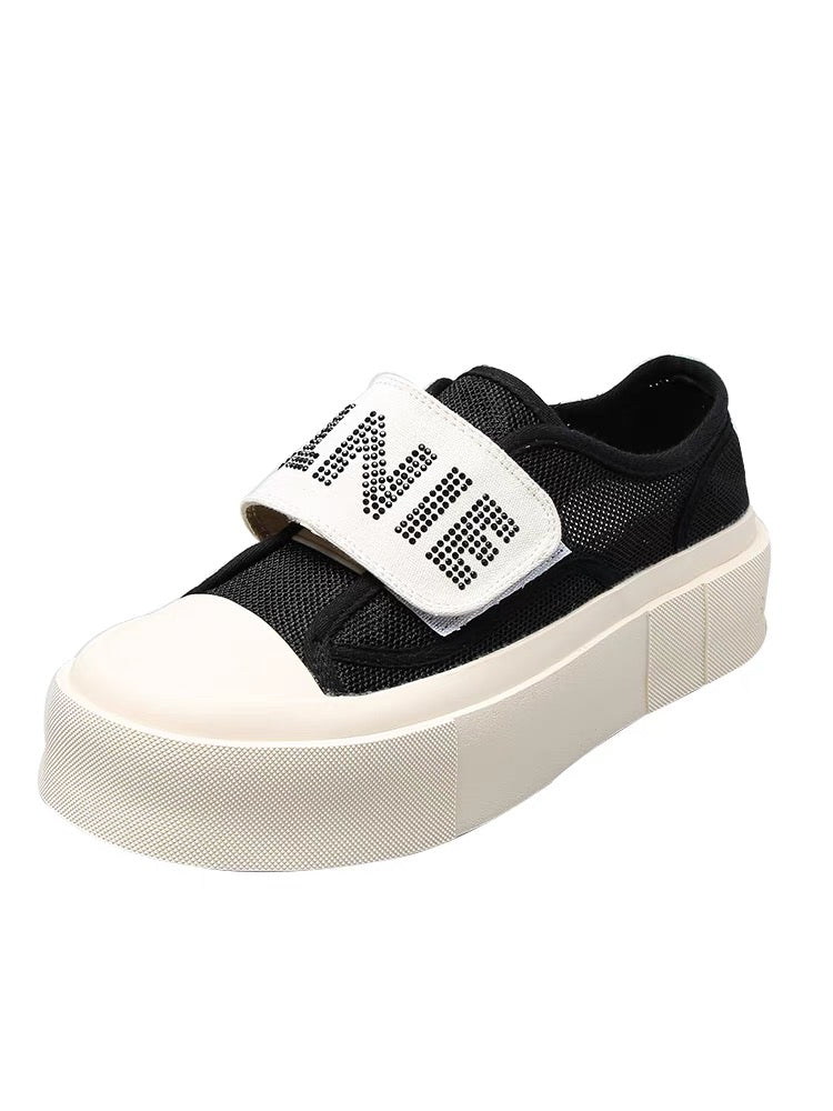 Uncle MJ Mesh Breathable Casual Shoes Women's New Lazy Outerwear Fashion Versatile Thick Bottom Velcro Sneakers