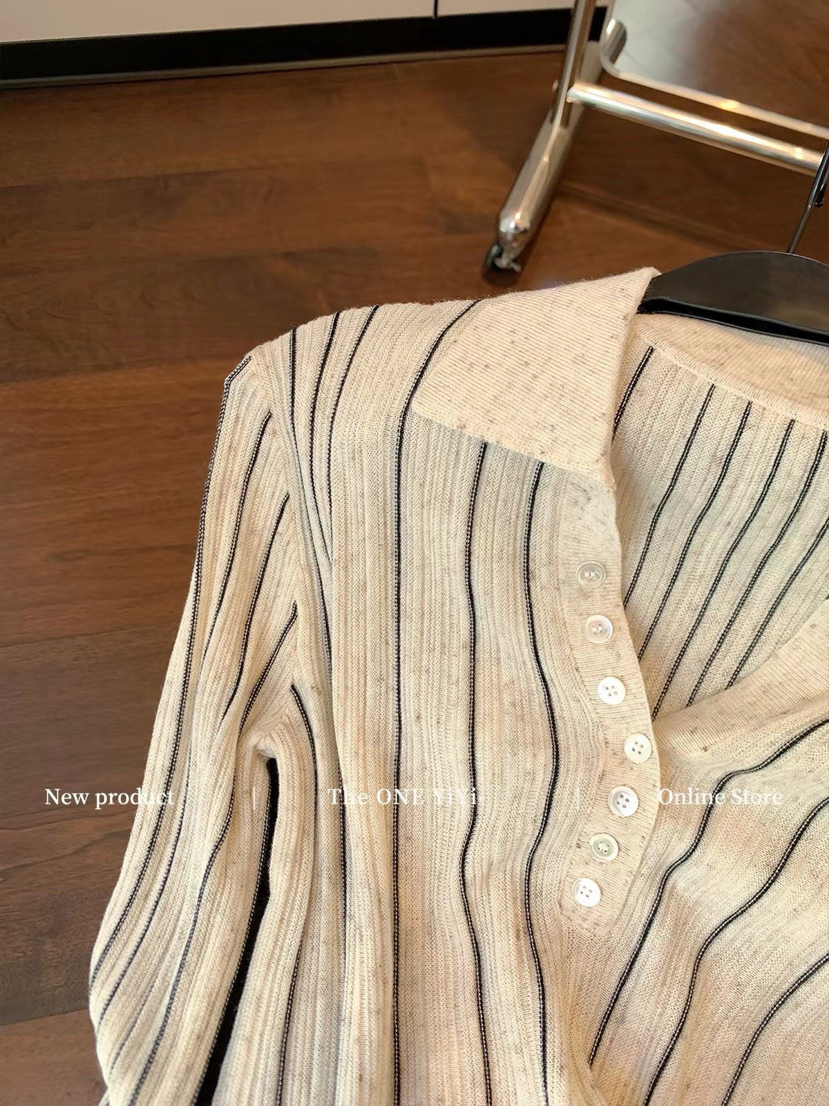 Women's "Old Money" Style Vertical-Striped Long-Sleeve Knit Top – Fall 2026 New French-Inspired Slim-Fit Cropped Top