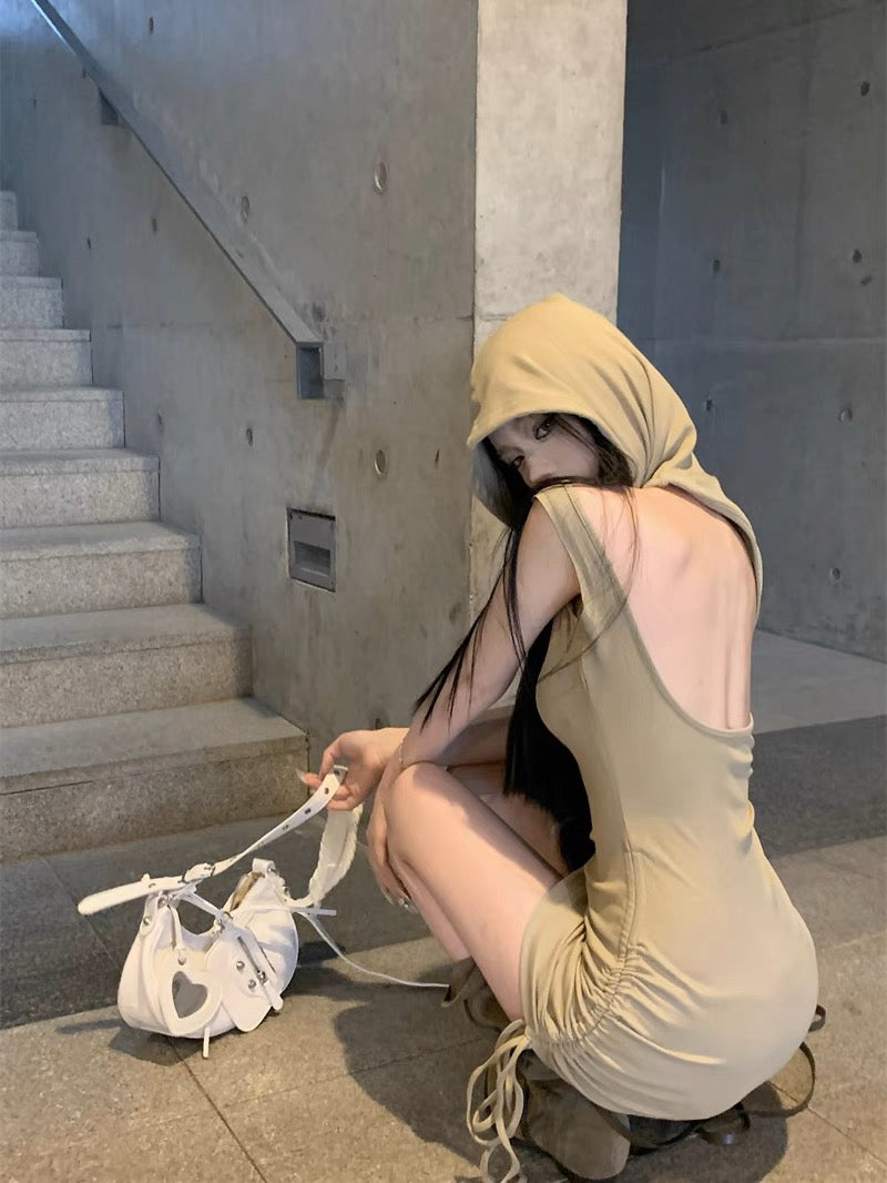 MOXI Functional Wasteland Yu Shuxin's same girly super spicy hooded hollow dress