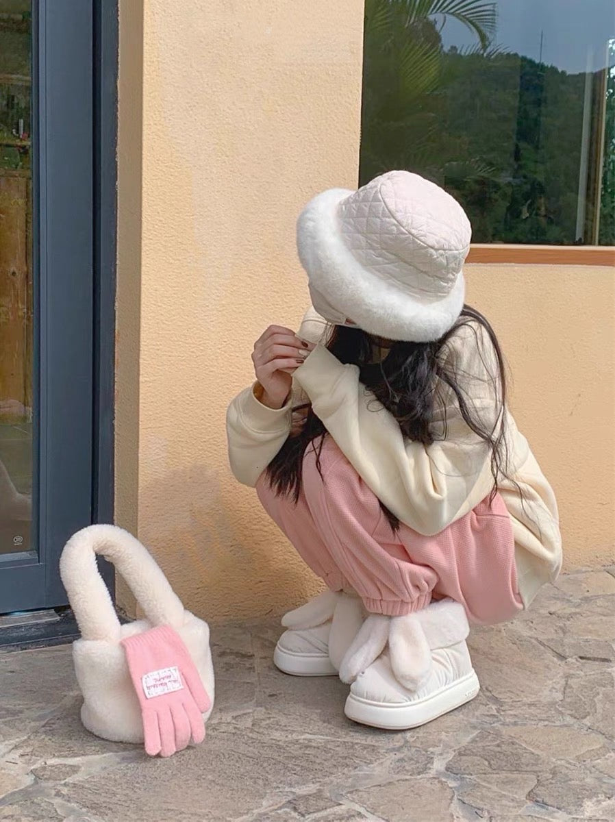 Thin strips of girly cute bread cotton shoes women's winter outerwear plus velvet warm waterproof snow boots short boots