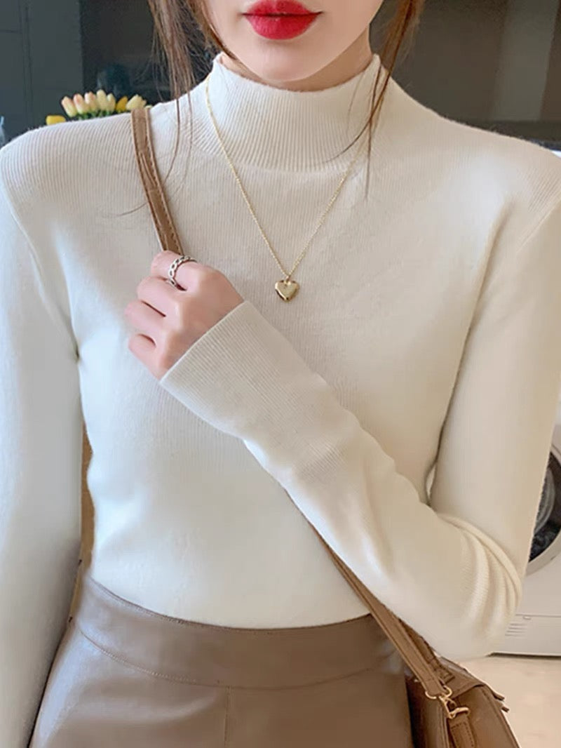 Half-turtle collar bottoming shirt for women, spring and autumn style inner style, 2023 new autumn and winter long-sleeved sweater sweater top for women