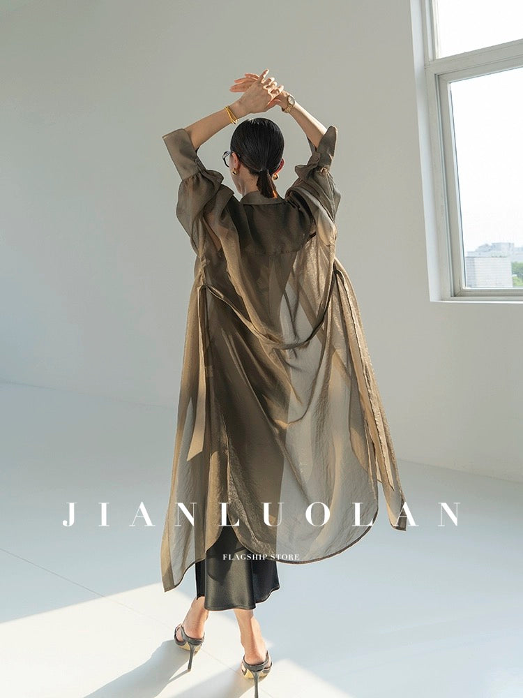 HUANZI Huanzi customized ultra-thin mesh shirt dress women's high-end – Lee  Nhi Boutique