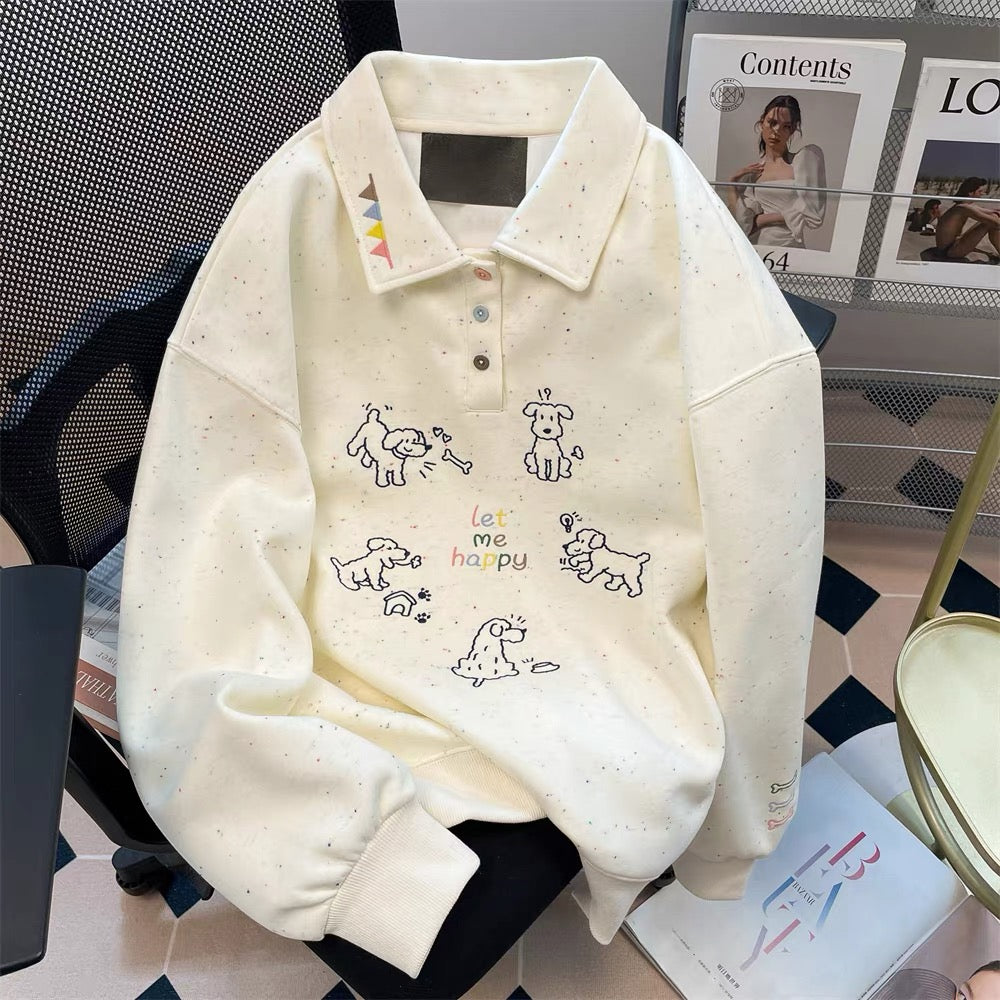 Milk fufu blue striped angel puppy sweater coat women's autumn and winter gentle Japanese style thick hooded knitted cardigan