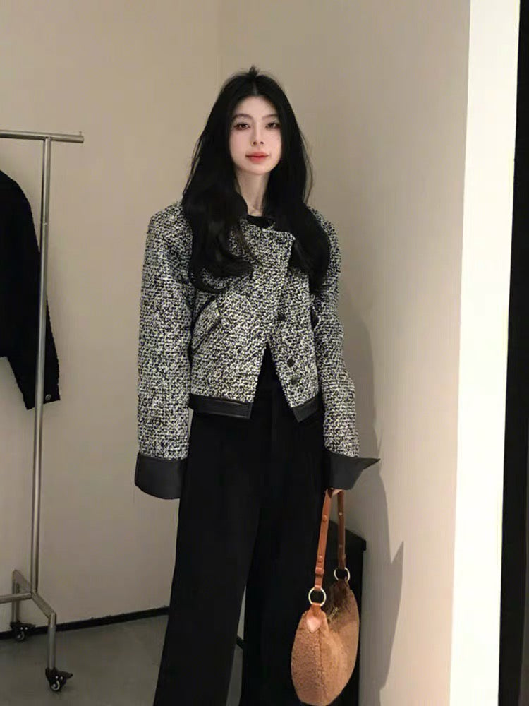 Celebrity Tweed Small Fragrance Jacket Women's 2023 Autumn and Winter New Loose Retro High-Quality Versatile Short Top A3318