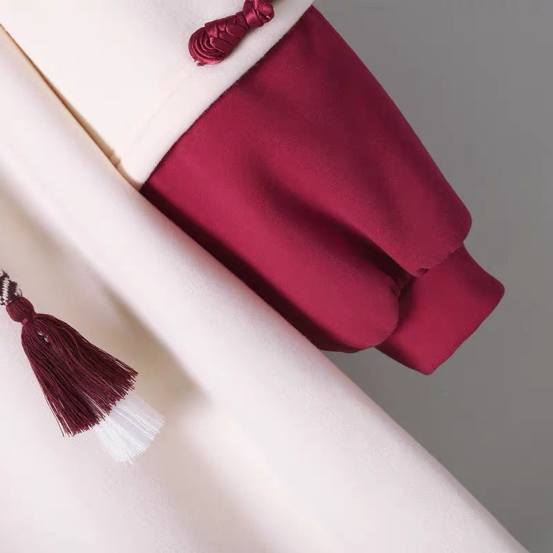 Maternity wear, winter fashion, velvet hooded sweatshirt, New Year's maternity spring suit, long-sleeved fake two-piece dress
