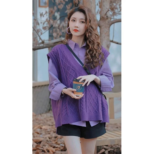 Spring clothes are matched with a complete set of plump women's 2024 spring high-end wear Xiaoxiangfeng cool and sexy purple suit