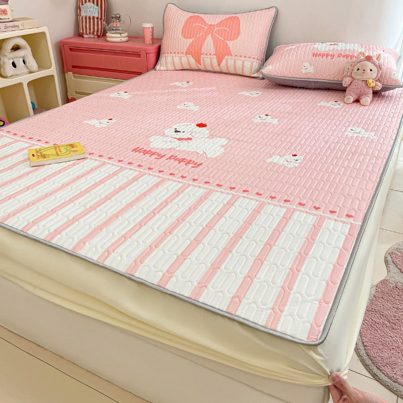 Summer ice silk latex cool mat three-piece bed sheet 2024 new dormitory single air conditioning soft mat machine washable