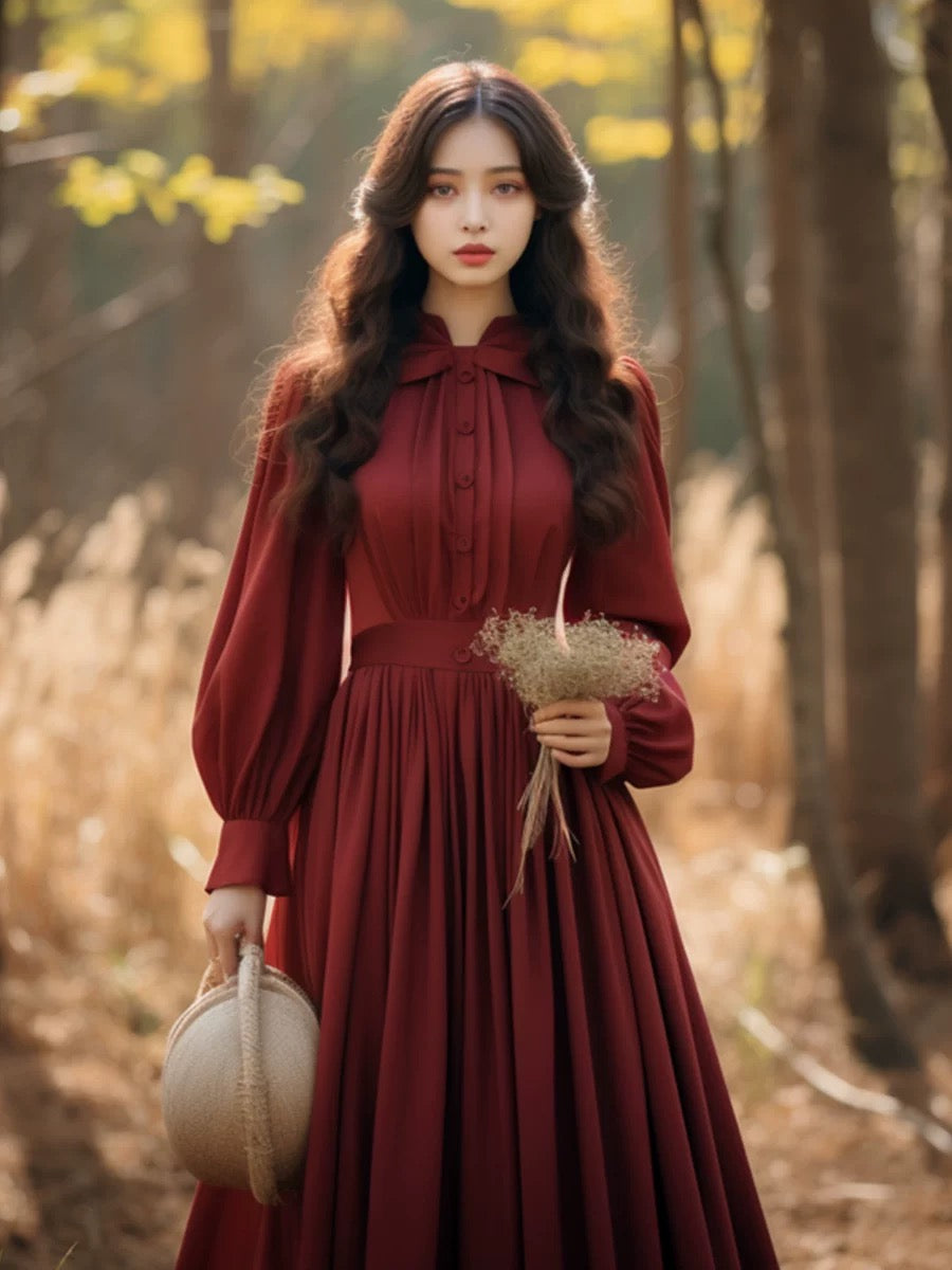 French style, high-end, unique and super pretty red dress, women's aut Lee Nhi Boutique French style, high-end, unique and super pretty red dress, women's aut Lee Nhi Boutique
