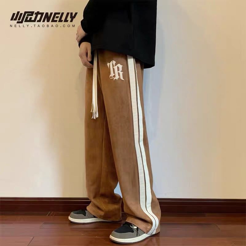 American hiphop hip-hop sweatpants for men and women, loose retro hip-hop straight nine-point pants, casual harem pants