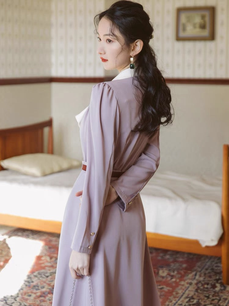 Suit skirt women's French retro taro purple color salty or sweet top and skirt two-piece salty style outfit
