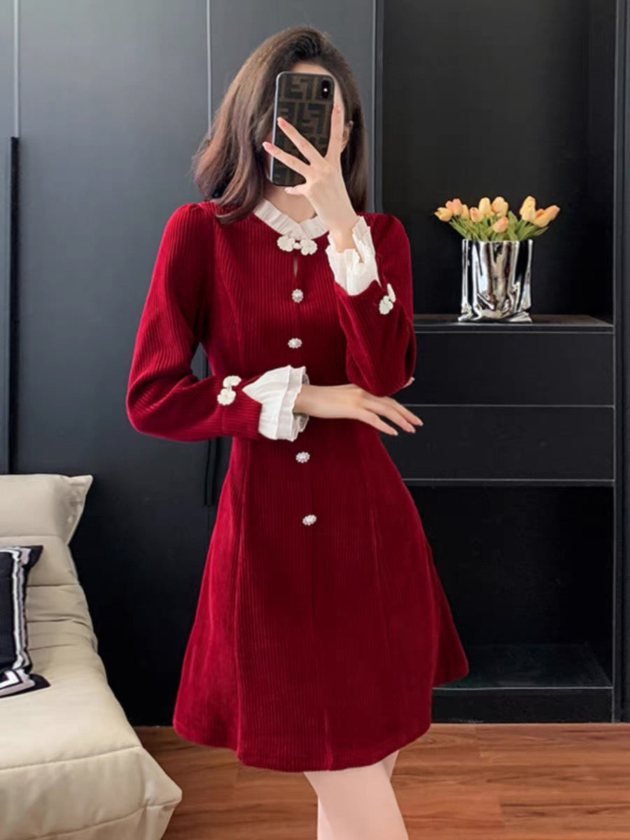 Autumn and winter French corduroy dress for women 2023 new high-end ne –  Lee Nhi Boutique