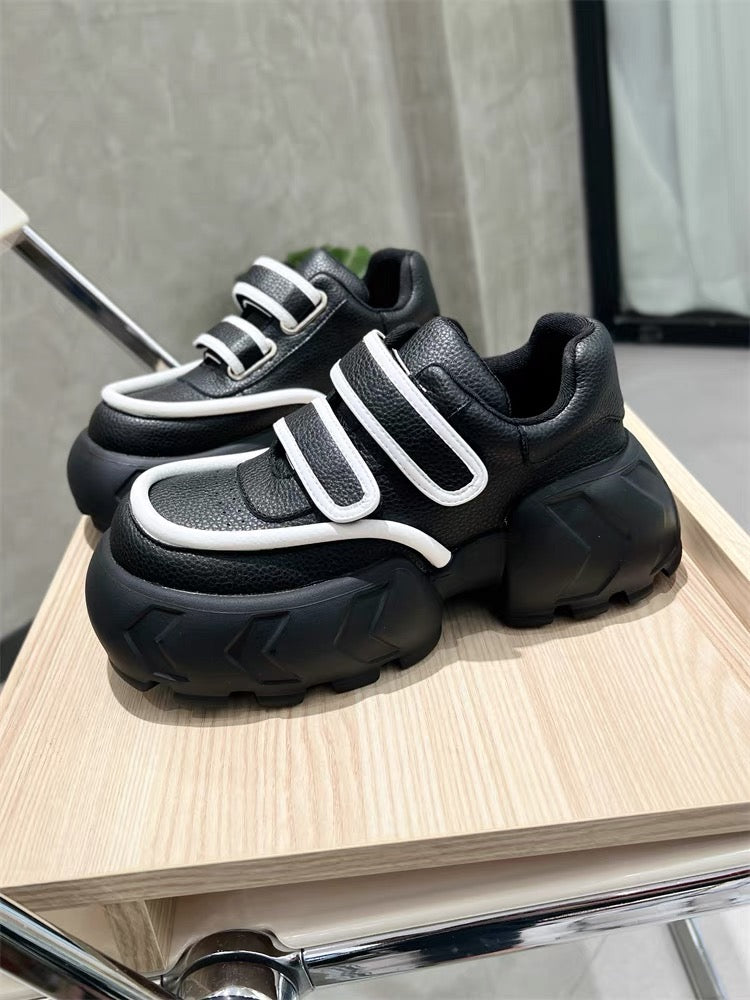 S15 explosive version of niche Velcro big-head ugly shoes for women genuine leather thick-soled height-increasing platform shoes ins super hot dad shoes