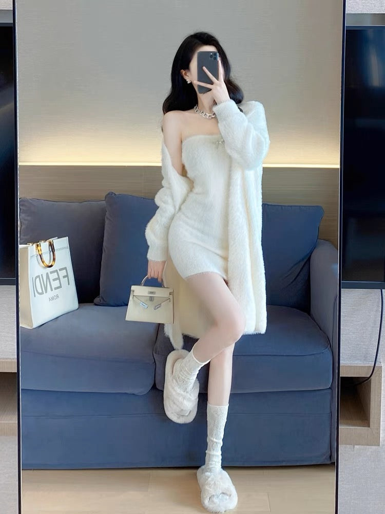 White knitted suit for women winter 2023 spring and autumn new Korean  Lee  Nhi Boutique