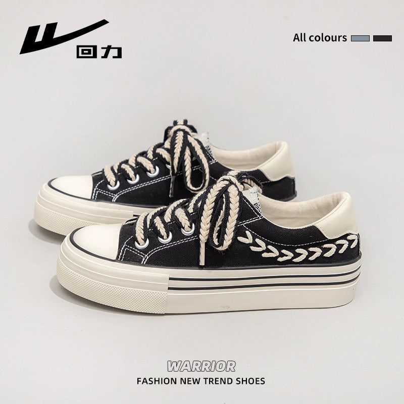 Huili wheat ear canvas shoes for women 2024 spring new versatile thick-soled sneakers retro versatile niche casual shoes