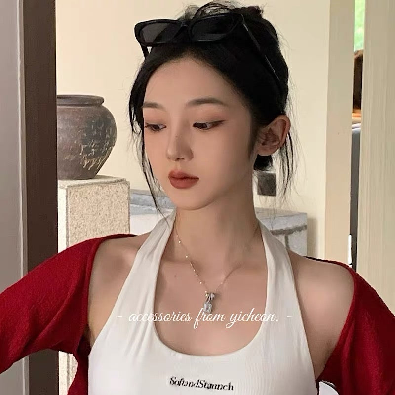 YIcheon Southeast Asia pure desire ins wind Korean necklace female multi-ring design pendant metal clavicle chain C45