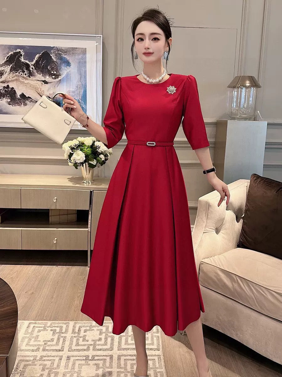 2023 Spring and Autumn French Style Mid-Length Fashionable Rose Red El –  Lee Nhi Boutique