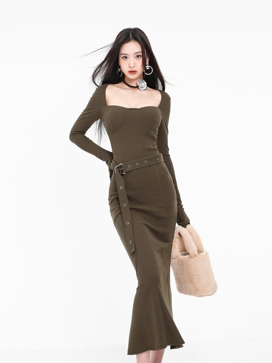 tight slim fit dress Faux Leather Crop Flare
