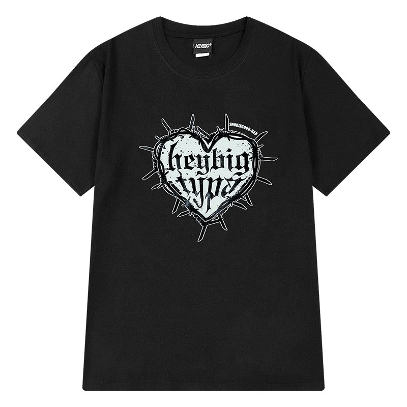 ins hip-hop national trend brand vibe style hip-hop trend European and American couples oversize love short-sleeved T-shirt male and female bf
