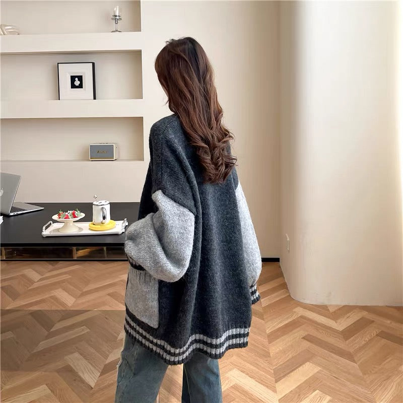 Loose and lazy style knitted sweater cardigan for women 2023 new autumn fashionable and versatile Korean style knitted jacket (S0613)