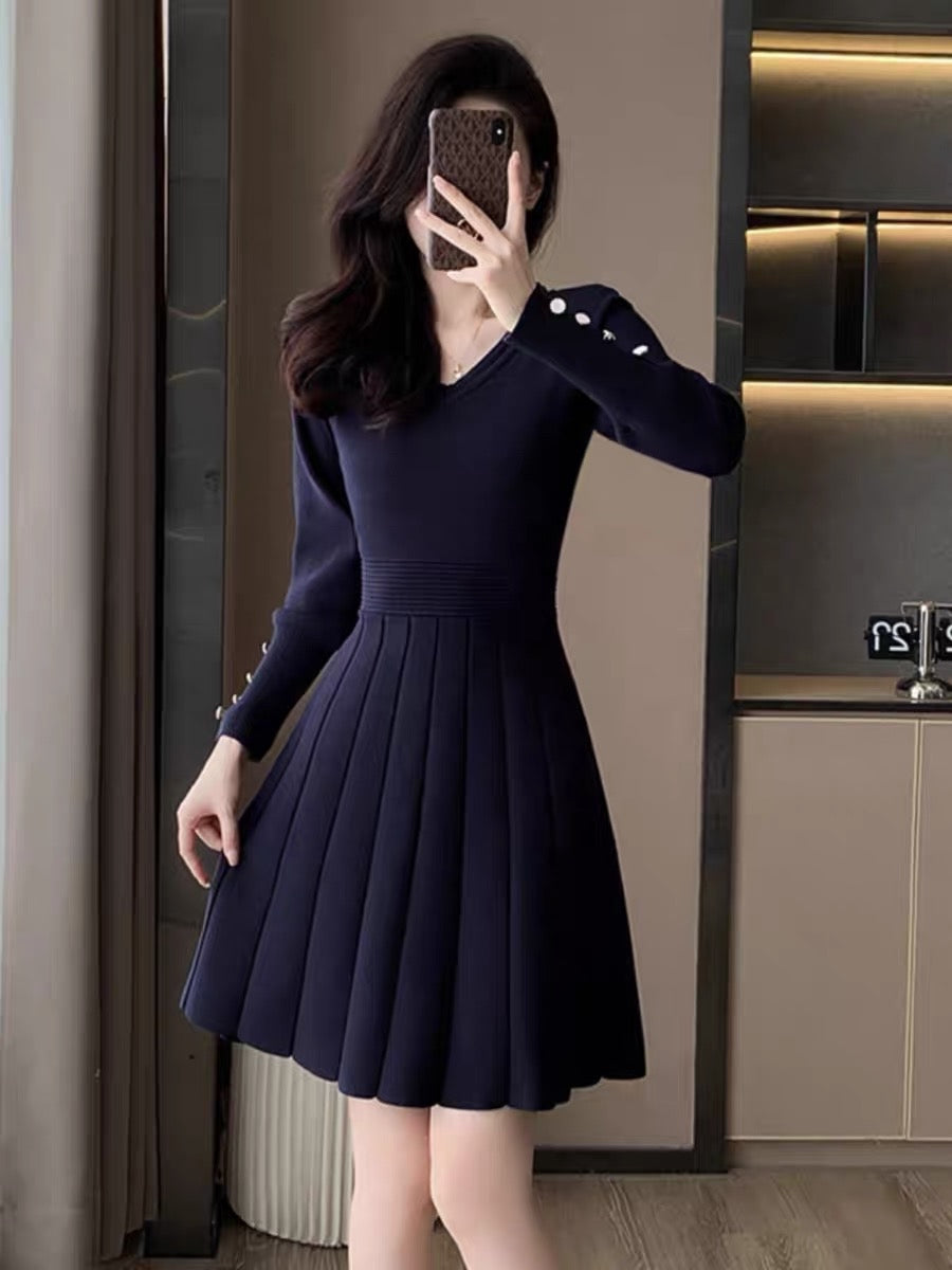 navy blue dress for baby girl Hand Knit Women Dress, Elegant Dress, Dresse, Wool Dress, Ladies Tunic,  Cocktail Dress, Women's Clothing, Long Dress