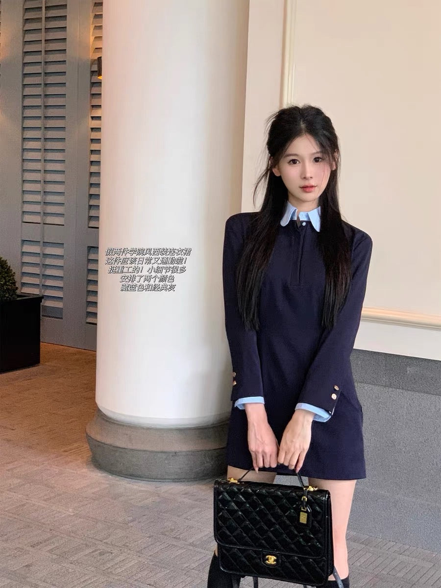 chinese dress ladies Yellow Double Breasted Long Sleeve Blazer Dress main image 1