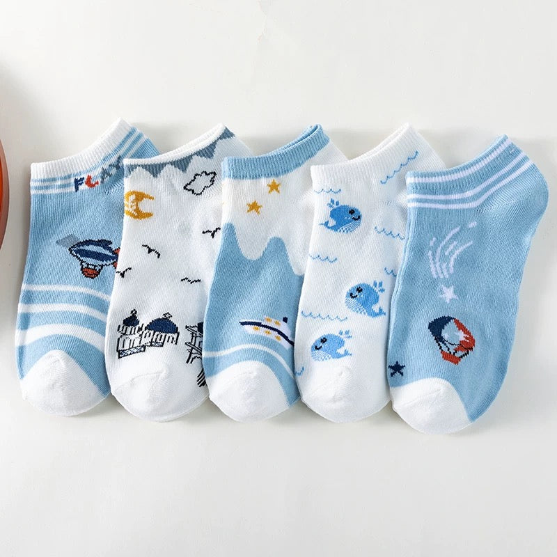 Spring and summer thin ins trendy all-match cute cartoon sports sweat-absorbent boat socks college ladies student short socks female