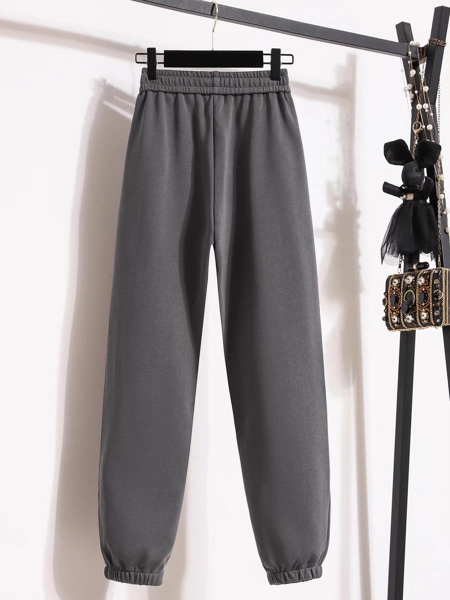 Gray sweatpants for women in autumn and winter 2023 new loose large size and trendy brand leggings for small people, harem pants and sweatpants
