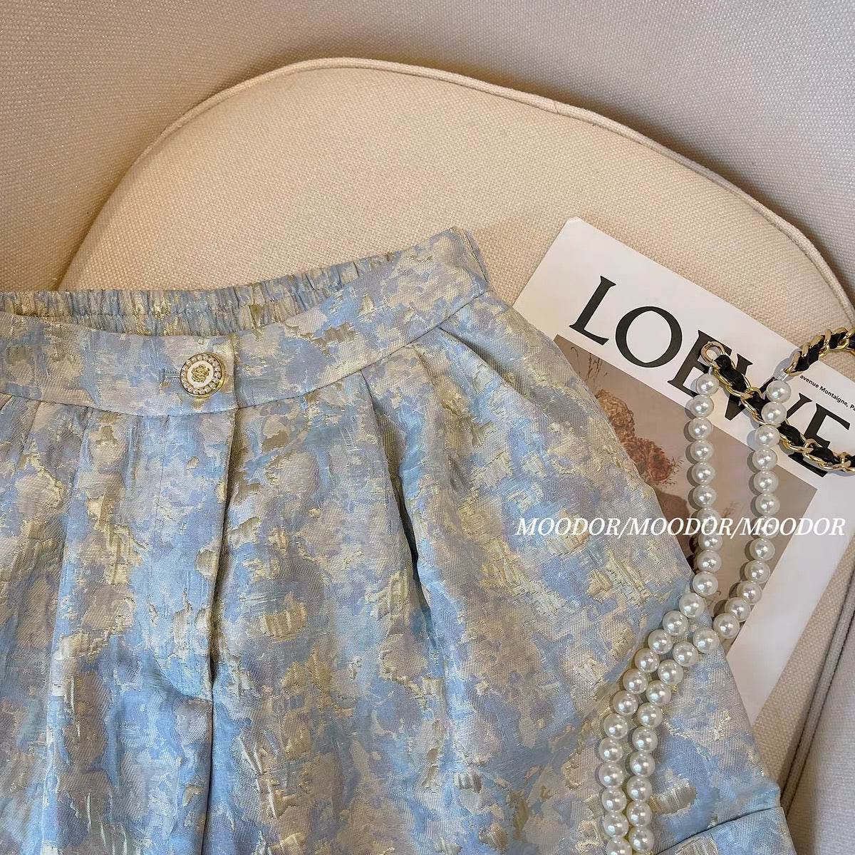Flower print small fragrant wind shorts women's summer 2023 new wide-legged thin high-quality high-waisted casual pants