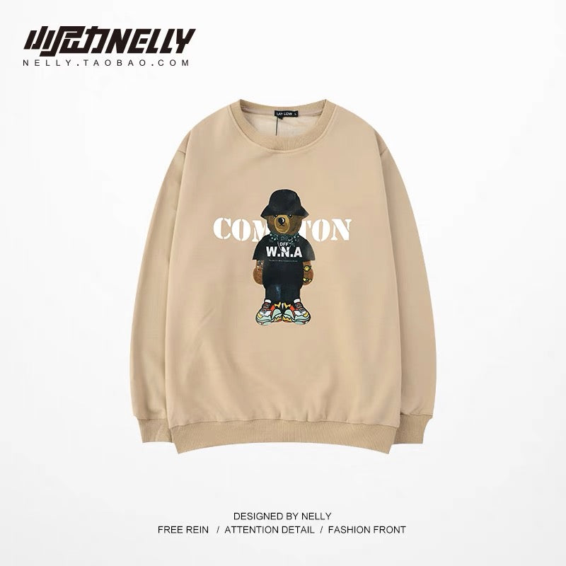 Hong Kong style cartoon Korean version casual male and female couple chic retro ins super hot velvet sweatshirt bf student jacket (N9324)
