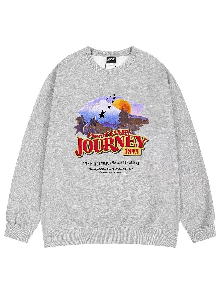 Hiphop cartoon sweatshirt men's spring and autumn trendy ins loose thickened high street long-sleeved t-shirt American retro winter top