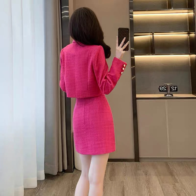 Xiaoxiangfeng Fashion Suit Women's Autumn 2023 New Style for Little People A Complete Set of High-end Tweed Two-piece Set
