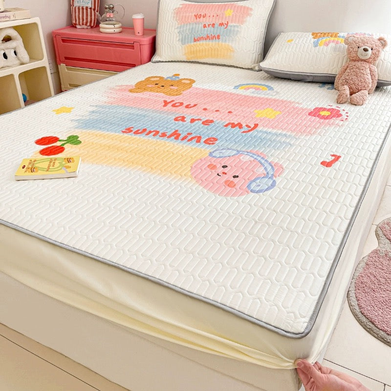 Summer ice silk latex cool mat three-piece bed sheet 2024 new dormitory single air conditioning soft mat machine washable