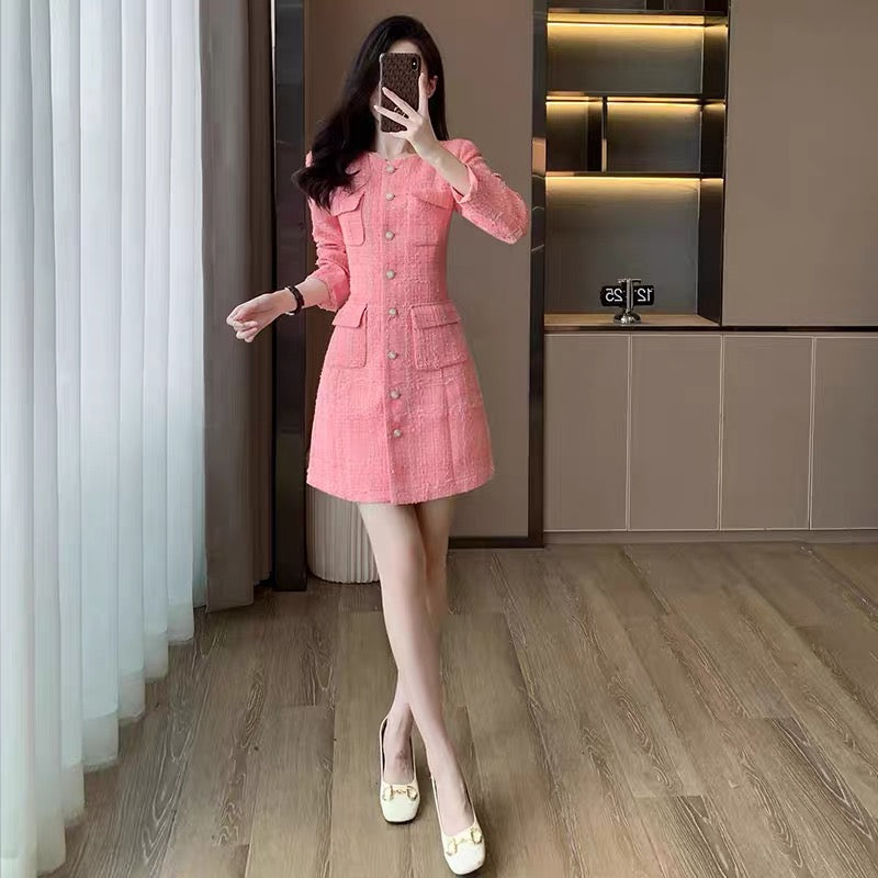 Autumn 2023 new women's clothing, small fragrance style, high-end wear, small French dress, women's autumn long-sleeved skirt