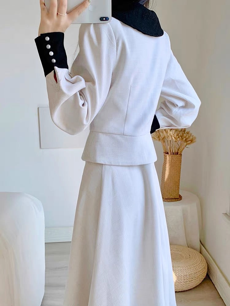 Autumn 2023 new women's skirt French style light and mature style waist slimming high-end suit dress