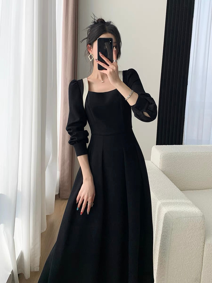 long sleeve black dress new look FT GUOGE black dress for women 2023 autumn new style waist slimming te –  Lee Nhi Boutique