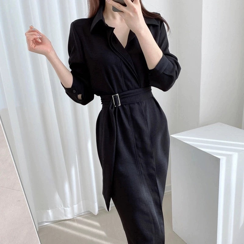 2023 New Early Autumn New High-end, Western Style Age-Reducing Goddess Fan Chulian Dress Long Waist Slimming Skirt